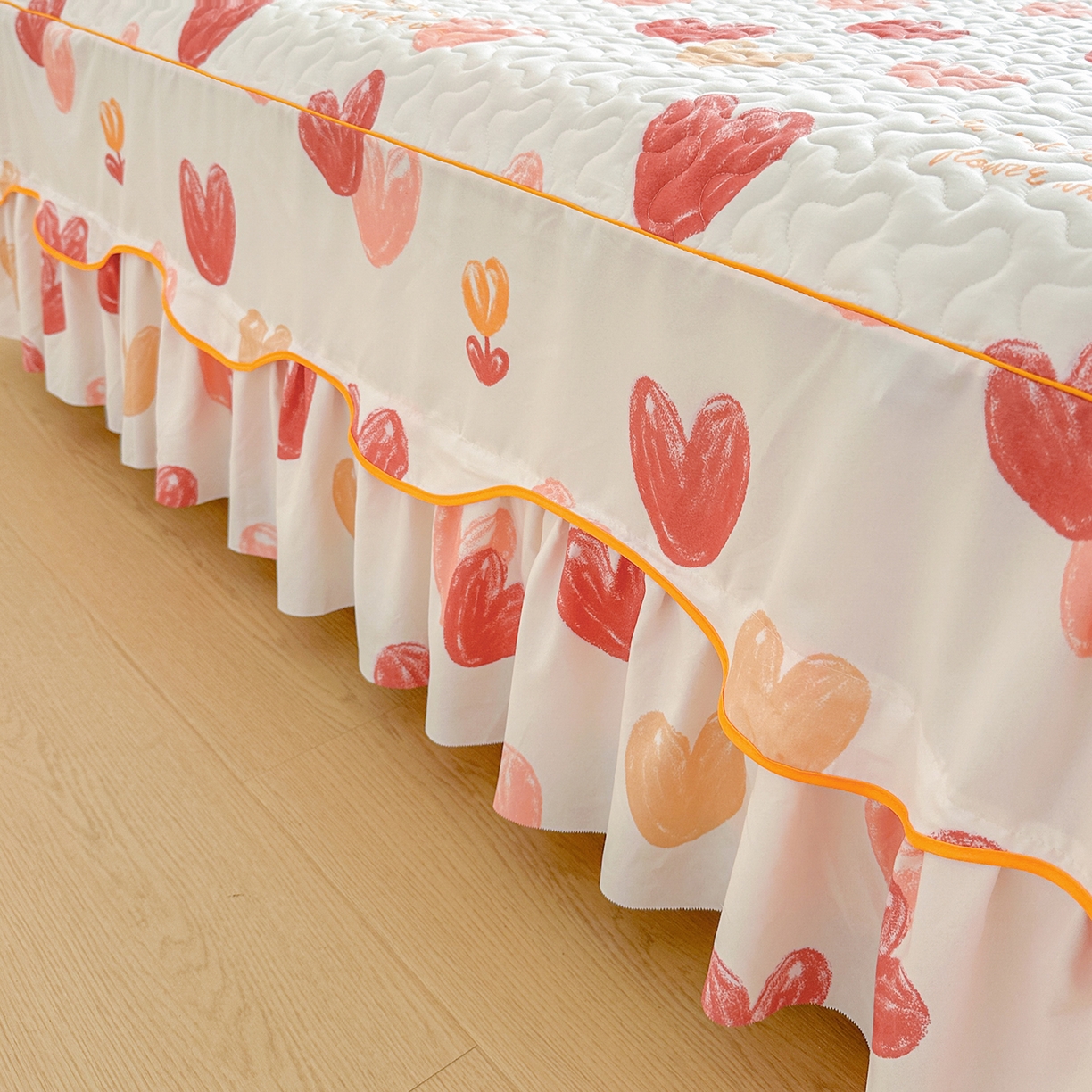 91家纺网 家纺一手货源 找家纺 笠裙家纺 2025新款磨毛夹棉S边单件三件套韩版防滑床裙单床裙床裙单件 心尚