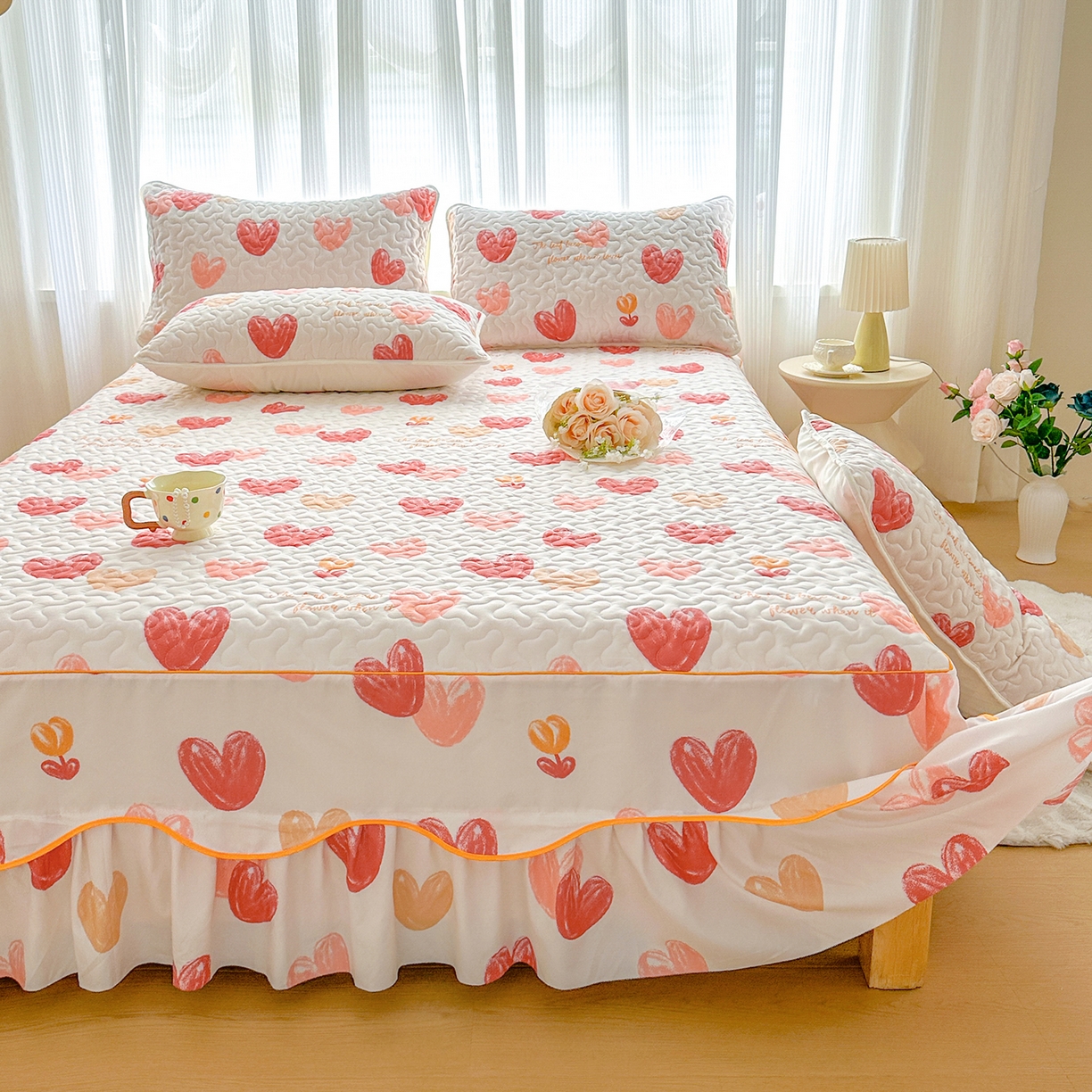 91家纺网 家纺一手货源 找家纺 笠裙家纺 2025新款磨毛夹棉S边单件三件套韩版防滑床裙单床裙床裙单件 心尚