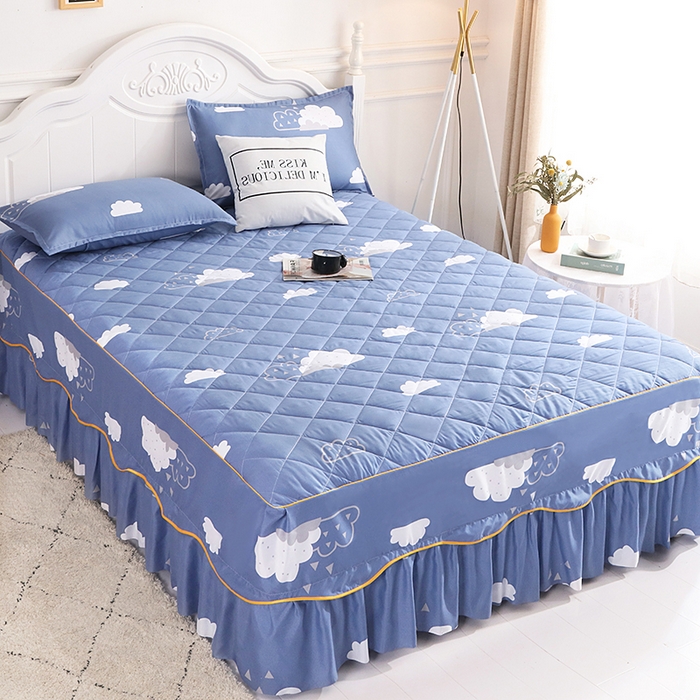 91家纺网 家纺一手货源 找家纺 笠裙家纺 2025新款磨毛夹棉S边单件三件套韩版防滑床裙单床裙床裙单件 云朵