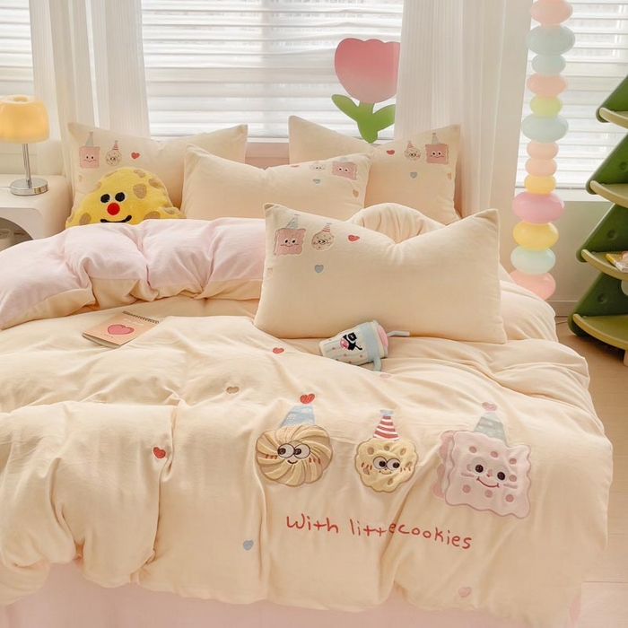 91家纺网 家纺一手货源 找家纺 （总）亲亲公主 2025新款牛奶绒贴布绣四件套-曲奇