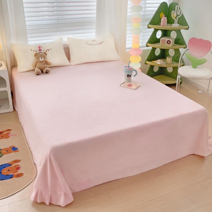 91家纺网 家纺一手货源 找家纺 （总）亲亲公主 2025新款羊羔绒绣花保暖四件套-草莓熊