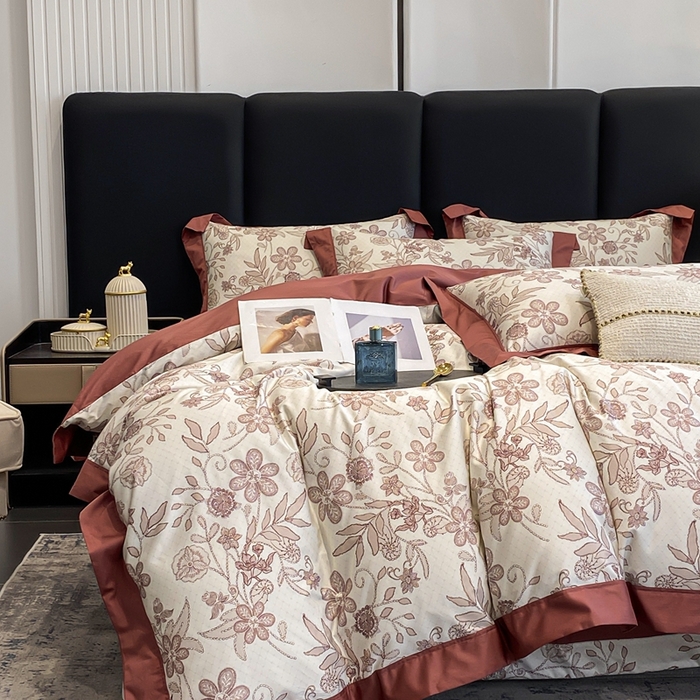 91家纺网 家纺一手货源 找家纺 娇逸家居 2025新款100支新疆长绒棉纯棉数码印花全棉四件套（专版花型） 初语-红