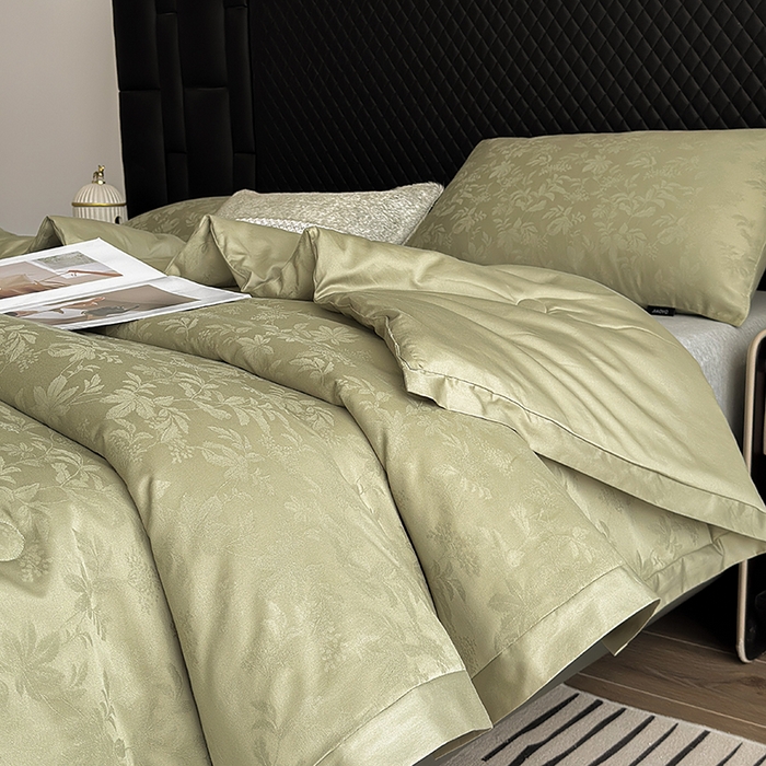 91家纺网 家纺一手货源 找家纺 （总）娇逸家居 2025新款60支全棉纯棉提花水洗棉春秋被被子被芯 可配同系列枕套床单,枫翎绿,浮光白