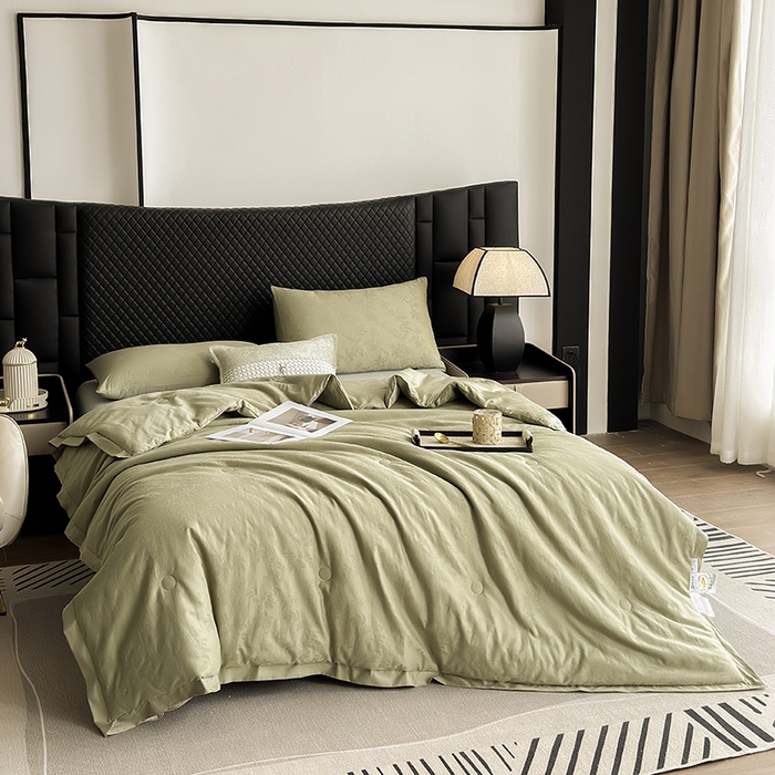 91家纺网 家纺一手货源 找家纺 娇逸家居 2025新款60支全棉纯棉提花水洗棉春秋被被子被芯 可配同系列枕套床单 枫翎绿