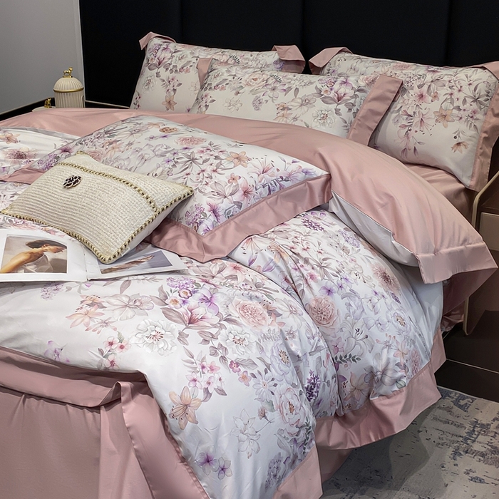 娇逸家居 2025新款100支新疆长绒棉纯棉数码印花全棉四件套（专版花型） 沐熙-豆沙