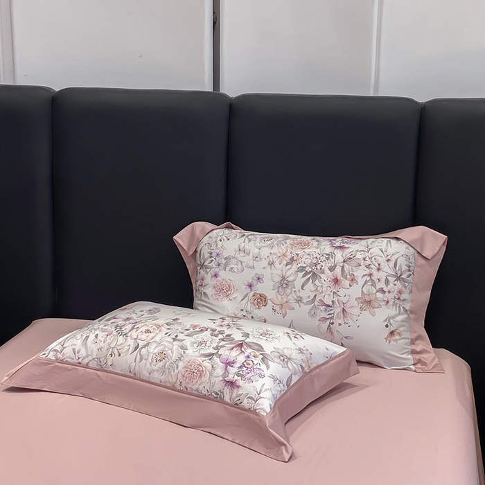 91家纺网 家纺一手货源 找家纺 娇逸家居 2025新款100支新疆长绒棉纯棉数码印花全棉四件套（专版花型） 沐熙-豆沙