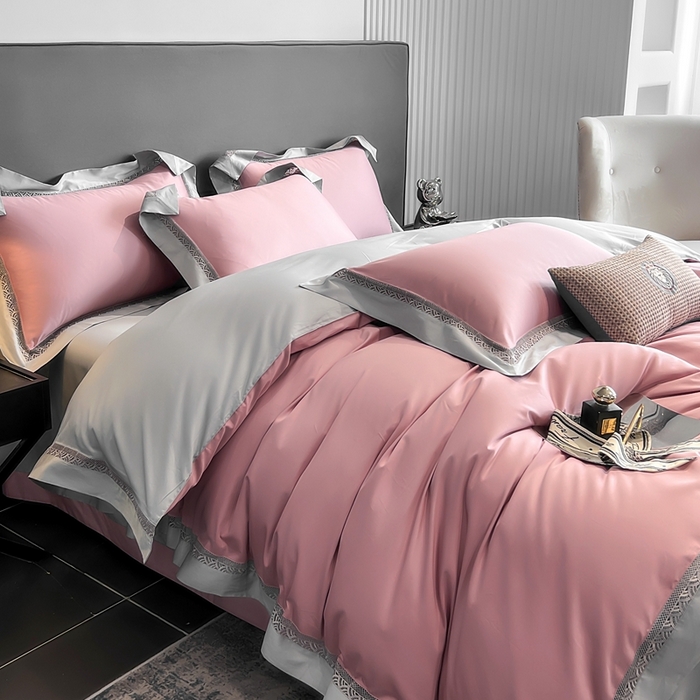 娇逸家居 2025四季款100支全棉全棉纯棉镂空款四件套-圣地亚 圣地亚-裸粉