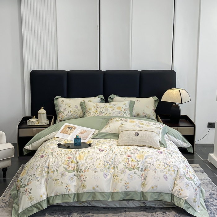 91家纺网 家纺一手货源 找家纺 娇逸家居 2025新款100支新疆长绒棉纯棉数码印花全棉四件套（专版花型） 沐熙-米