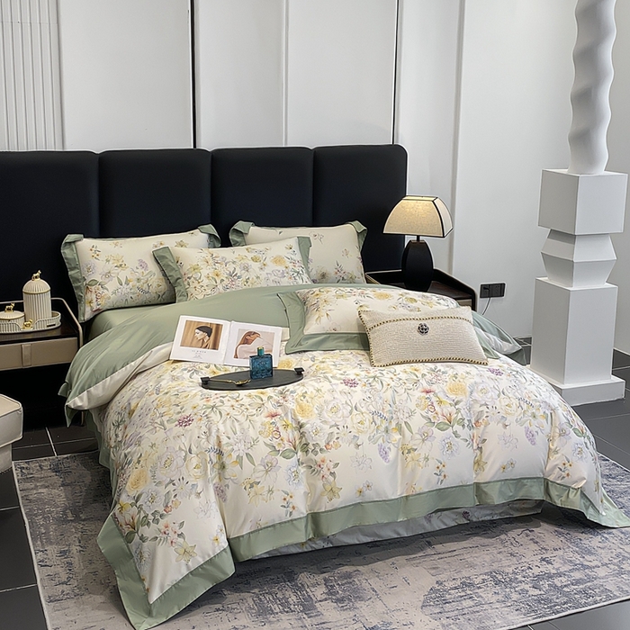 91家纺网 家纺一手货源 找家纺 娇逸家居 2025新款100支新疆长绒棉纯棉数码印花全棉四件套（专版花型） 沐熙-米