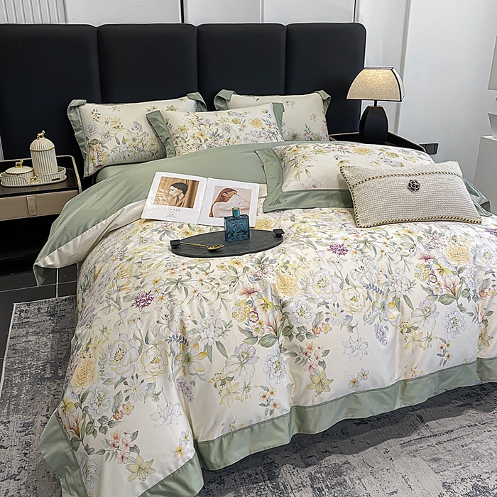 91家纺网 家纺一手货源 找家纺 娇逸家居 2025新款100支新疆长绒棉纯棉数码印花全棉四件套（专版花型） 沐熙-米