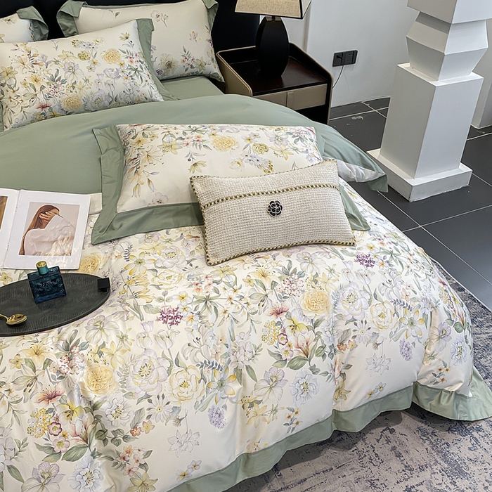 91家纺网 家纺一手货源 找家纺 娇逸家居 2025新款100支新疆长绒棉纯棉数码印花全棉四件套（专版花型） 沐熙-米