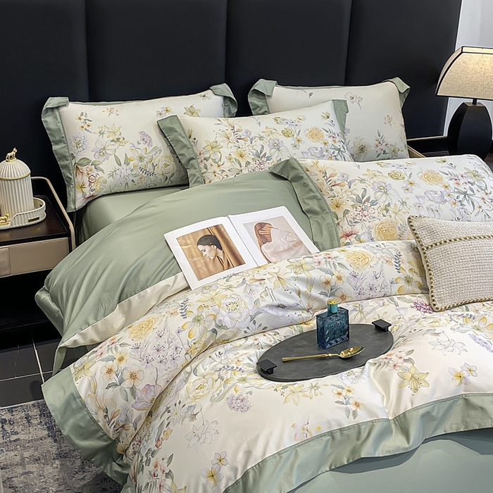 91家纺网 家纺一手货源 找家纺 娇逸家居 2025新款100支新疆长绒棉纯棉数码印花全棉四件套（专版花型） 沐熙-米