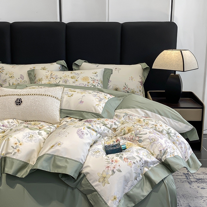 91家纺网 家纺一手货源 找家纺 娇逸家居 2025新款100支新疆长绒棉纯棉数码印花全棉四件套（专版花型） 沐熙-米