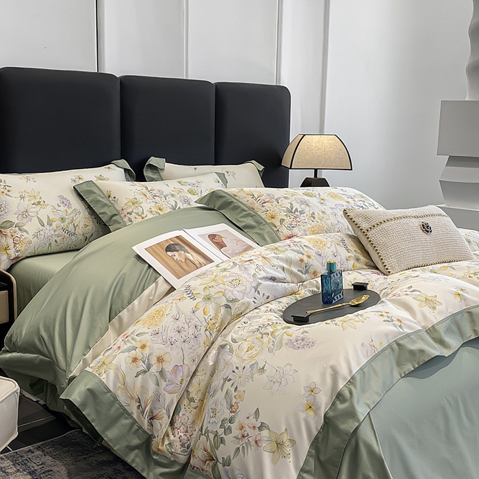 91家纺网 家纺一手货源 找家纺 娇逸家居 2025新款100支新疆长绒棉纯棉数码印花全棉四件套（专版花型） 沐熙-米