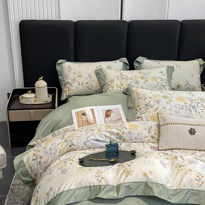 91家纺网 家纺一手货源 找家纺 娇逸家居 2025新款100支新疆长绒棉纯棉数码印花全棉四件套（专版花型） 沐熙-米