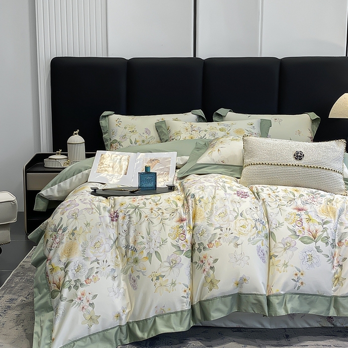 91家纺网 家纺一手货源 找家纺 娇逸家居 2025新款100支新疆长绒棉纯棉数码印花全棉四件套（专版花型） 沐熙-米