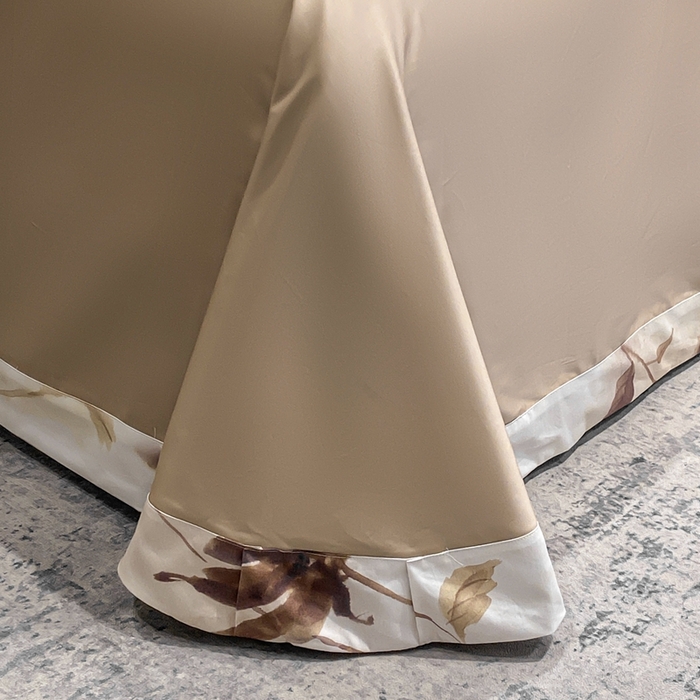 91家纺网 家纺一手货源 找家纺 娇逸家居 2025新款100支新疆长绒棉纯棉数码印花全棉四件套（专版花型） 南溪-咖