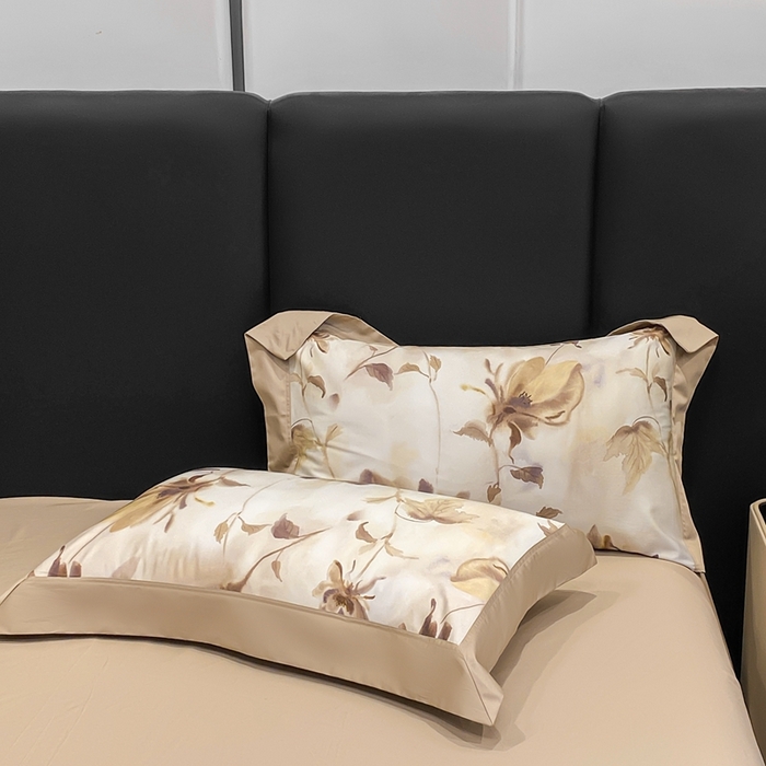 91家纺网 家纺一手货源 找家纺 娇逸家居 2025新款100支新疆长绒棉纯棉数码印花全棉四件套（专版花型） 南溪-咖