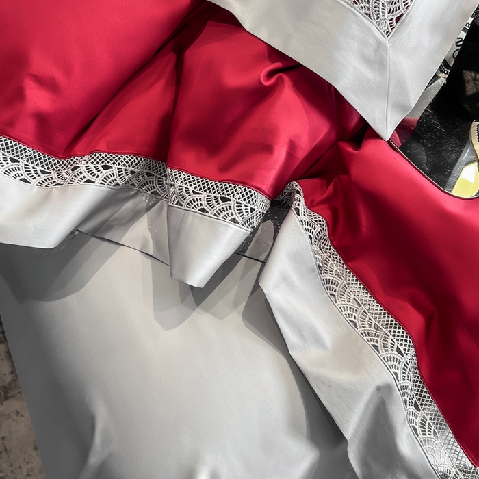 91家纺网 家纺一手货源 找家纺 娇逸家居 2025四季款100支全棉全棉纯棉镂空款四件套-圣地亚 圣地亚-喜庆红