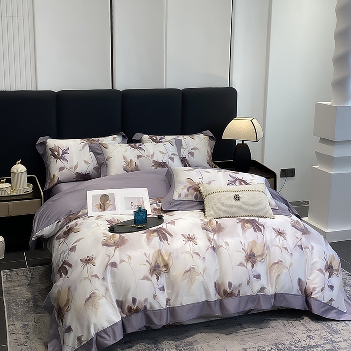 91家纺网 家纺一手货源 找家纺 娇逸家居 2025新款100支新疆长绒棉纯棉数码印花全棉四件套（专版花型） 南溪-紫