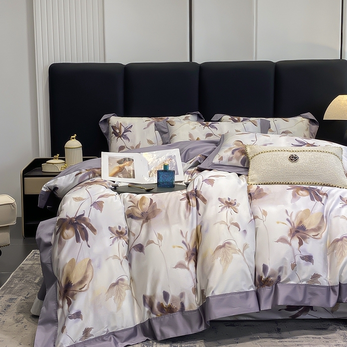 91家纺网 家纺一手货源 找家纺 娇逸家居 2025新款100支新疆长绒棉纯棉数码印花全棉四件套（专版花型） 南溪-紫