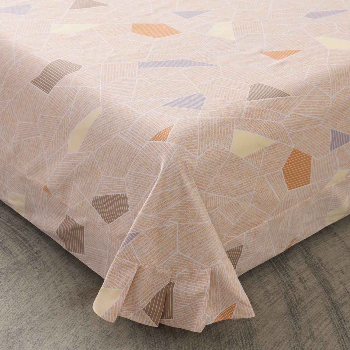 91家纺网 家纺一手货源 找家纺 润淳家居 2025新款百分百全棉磨毛四件套 记忆碎片 咖