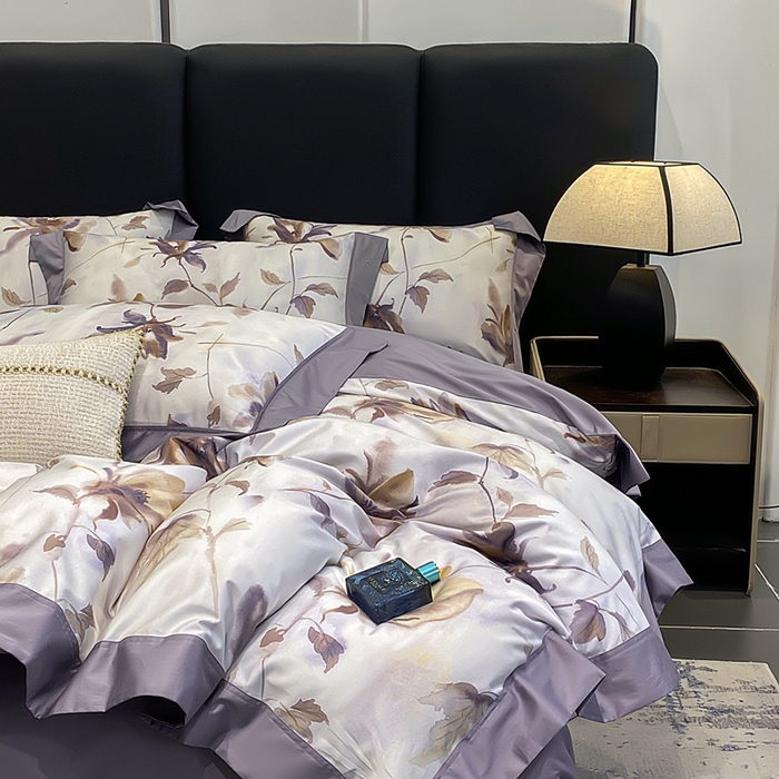 91家纺网 家纺一手货源 找家纺 娇逸家居 2025新款100支新疆长绒棉纯棉数码印花全棉四件套（专版花型） 南溪-紫