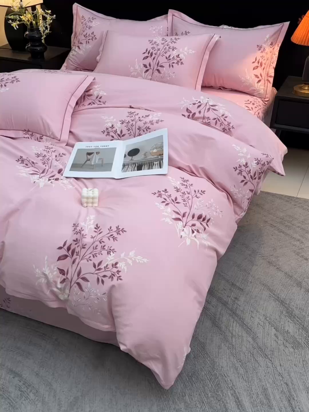 91家纺网 家纺一手货源 找家纺 润淳家居 2025新款百分百全棉磨毛四件套 漫日之夏 粉