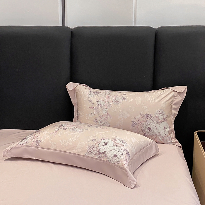 91家纺网 家纺一手货源 找家纺 娇逸家居 2025新款100支新疆长绒棉纯棉数码印花全棉四件套（专版花型） 伊芙琳-粉