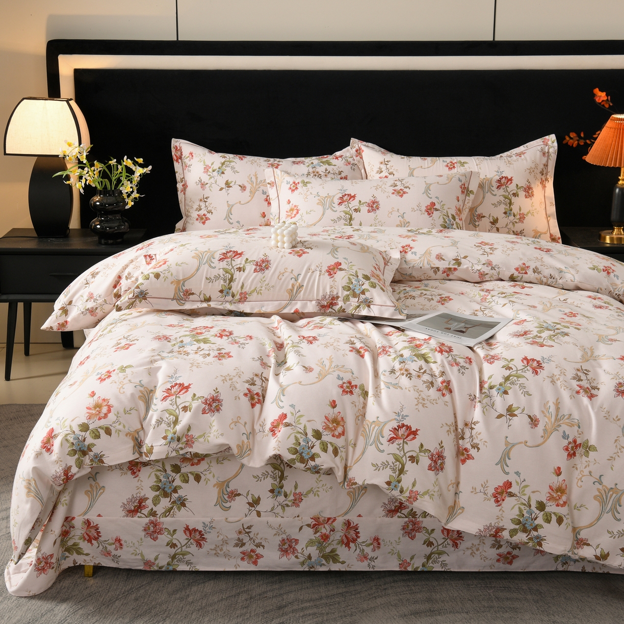 91家纺网 家纺一手货源 找家纺 润淳家居 2025新款百分百全棉磨毛四件套 泡沫之夏