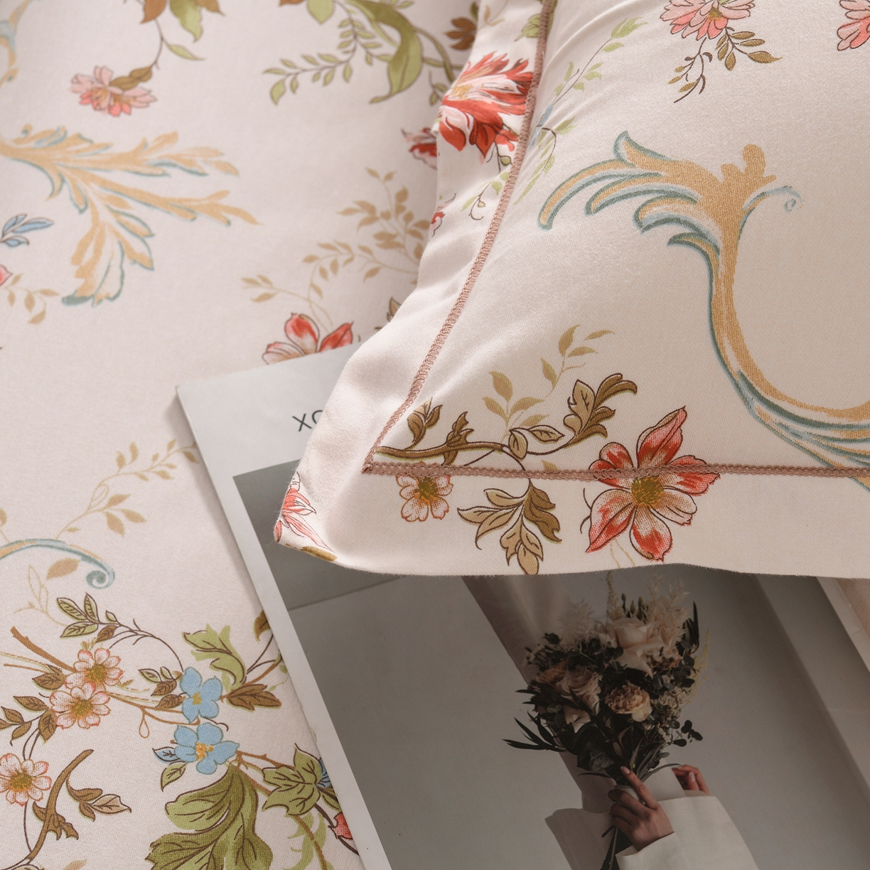 91家纺网 家纺一手货源 找家纺 润淳家居 2025新款百分百全棉磨毛四件套 泡沫之夏