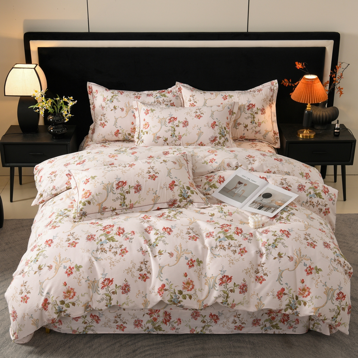 91家纺网 家纺一手货源 找家纺 润淳家居 2025新款百分百全棉磨毛四件套 泡沫之夏