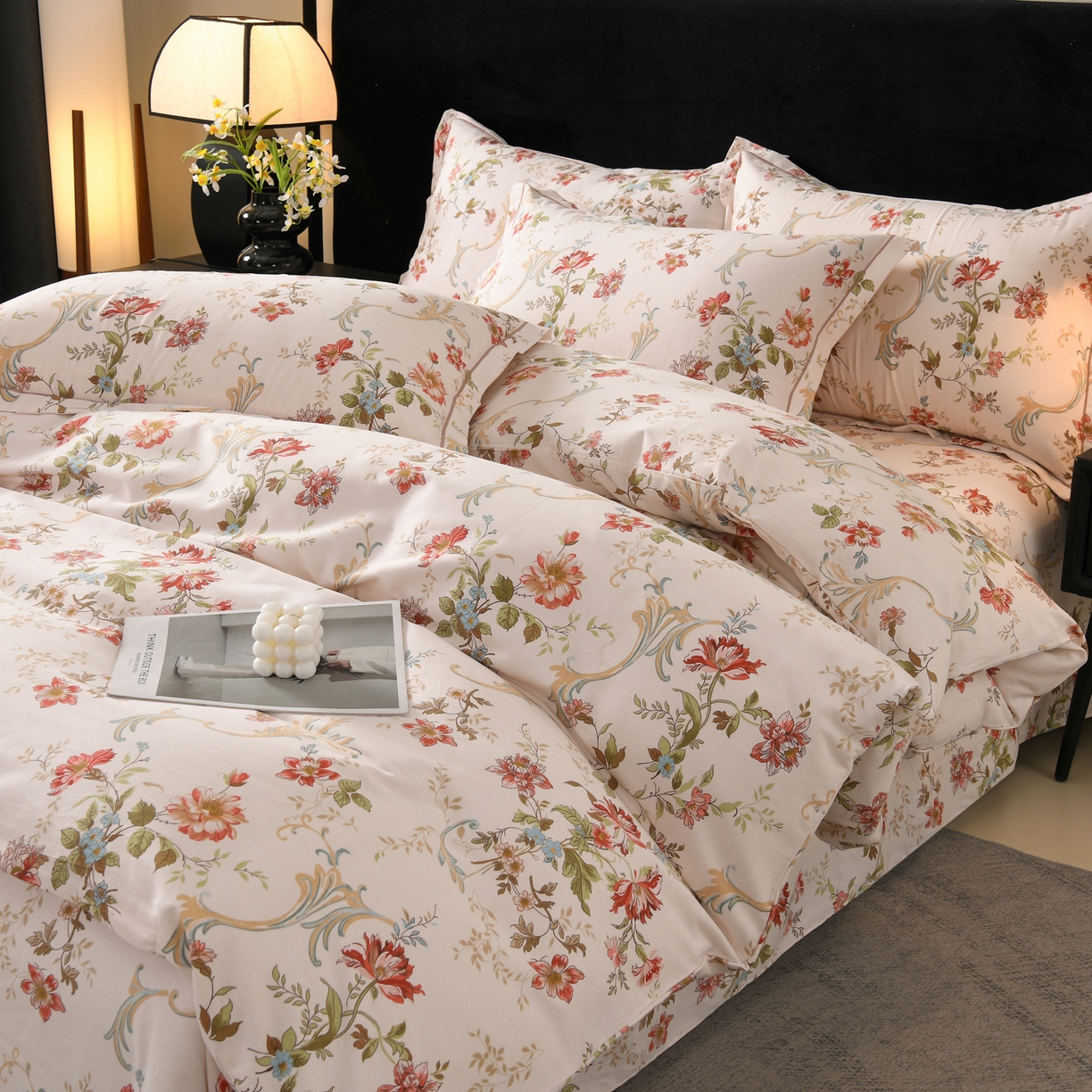 91家纺网 家纺一手货源 找家纺 润淳家居 2025新款百分百全棉磨毛四件套 泡沫之夏