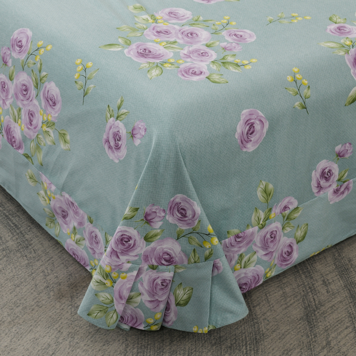 91家纺网 家纺一手货源 找家纺 润淳家居 2025新款百分百全棉磨毛四件套 倾世花颜 绿