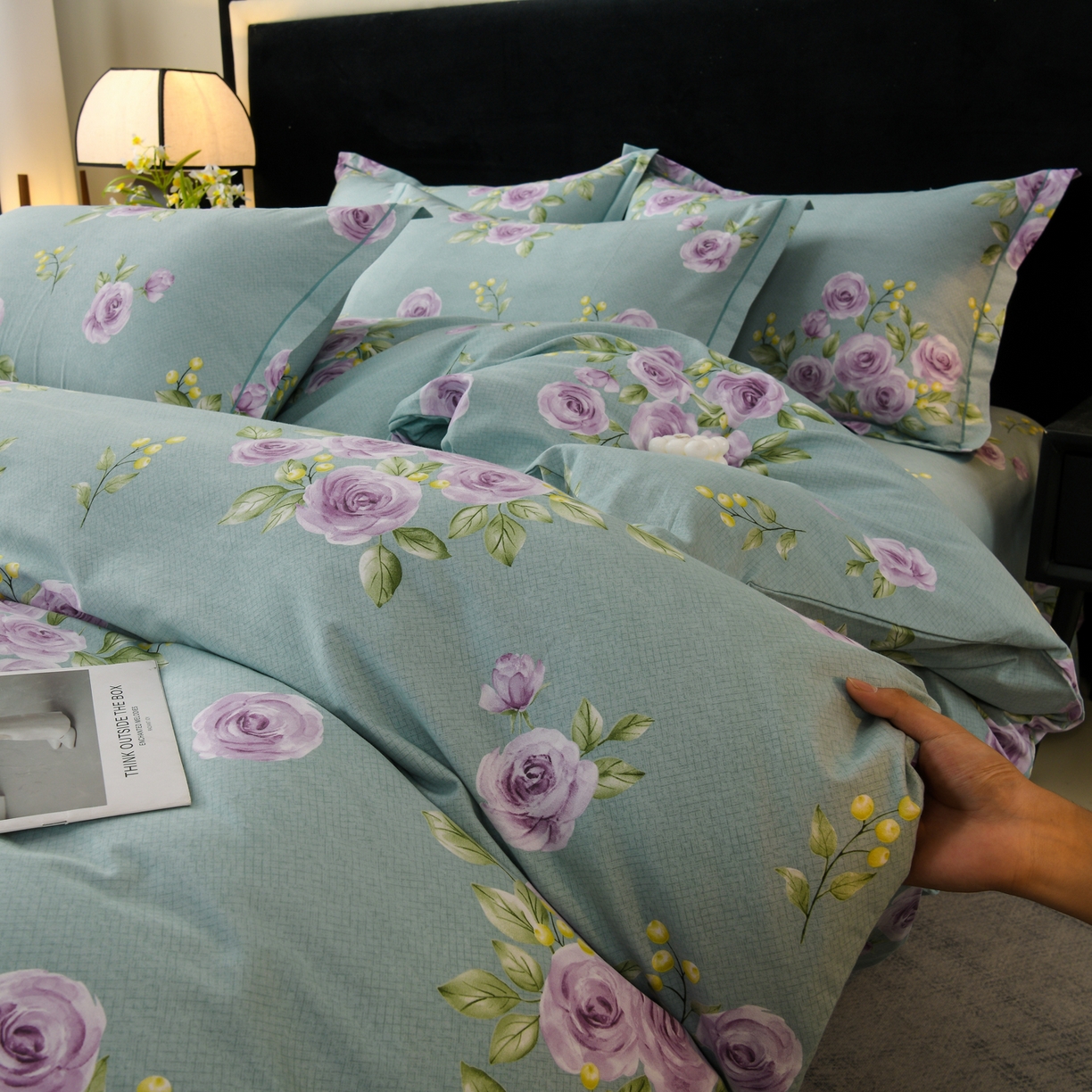 91家纺网 家纺一手货源 找家纺 润淳家居 2025新款百分百全棉磨毛四件套 倾世花颜 绿