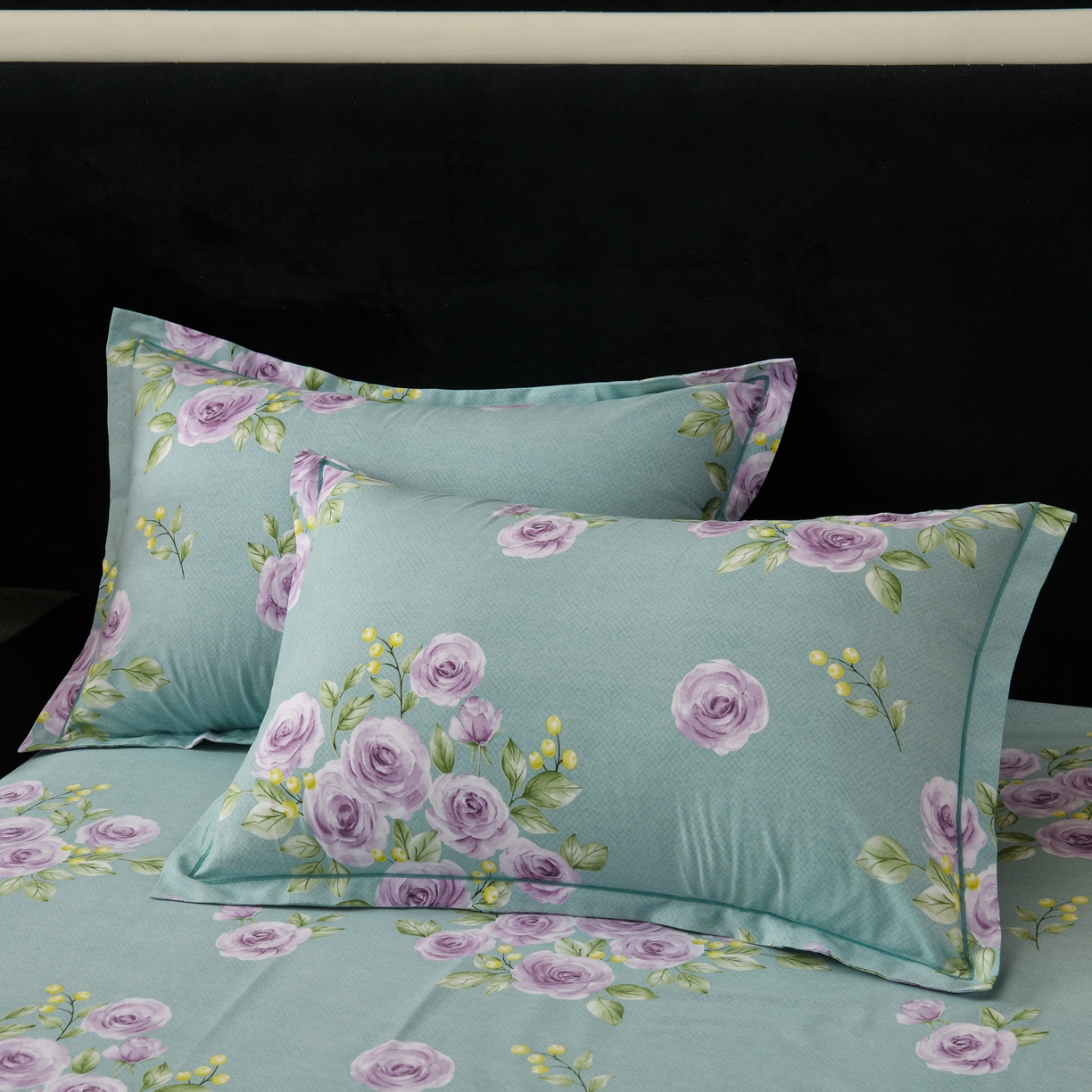 91家纺网 家纺一手货源 找家纺 润淳家居 2025新款百分百全棉磨毛四件套 倾世花颜 绿