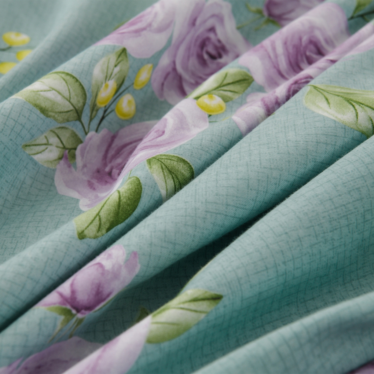 91家纺网 家纺一手货源 找家纺 润淳家居 2025新款百分百全棉磨毛四件套 倾世花颜 绿