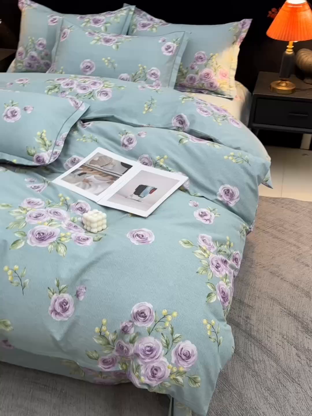 91家纺网 家纺一手货源 找家纺 润淳家居 2025新款百分百全棉磨毛四件套 倾世花颜 绿