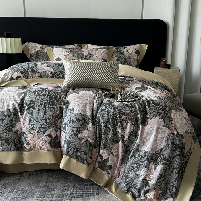 91家纺网 家纺一手货源 找家纺 （总）娇逸家居 2025新款铂金天丝棉磨毛数码印花系列四件套