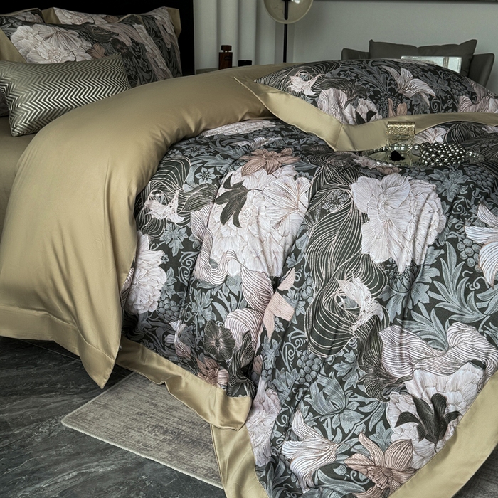 91家纺网 家纺一手货源 找家纺 （总）娇逸家居 2025新款铂金天丝棉磨毛数码印花系列四件套