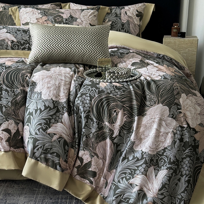 91家纺网 家纺一手货源 找家纺 （总）娇逸家居 2025新款铂金天丝棉磨毛数码印花系列四件套