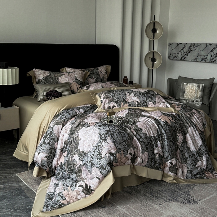 91家纺网 家纺一手货源 找家纺 （总）娇逸家居 2025新款铂金天丝棉磨毛数码印花系列四件套