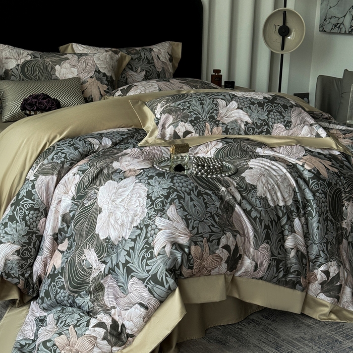 91家纺网 家纺一手货源 找家纺 （总）娇逸家居 2025新款铂金天丝棉磨毛数码印花系列四件套