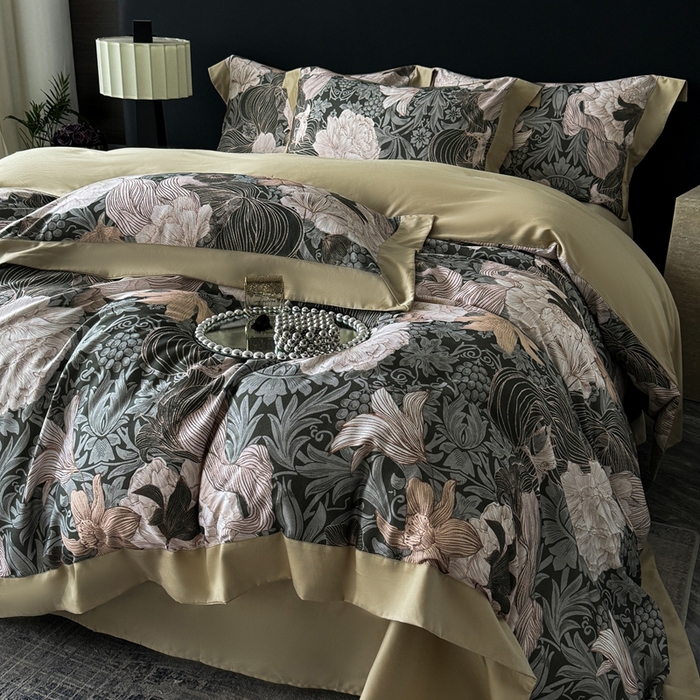 91家纺网 家纺一手货源 找家纺 （总）娇逸家居 2025新款铂金天丝棉磨毛数码印花系列四件套