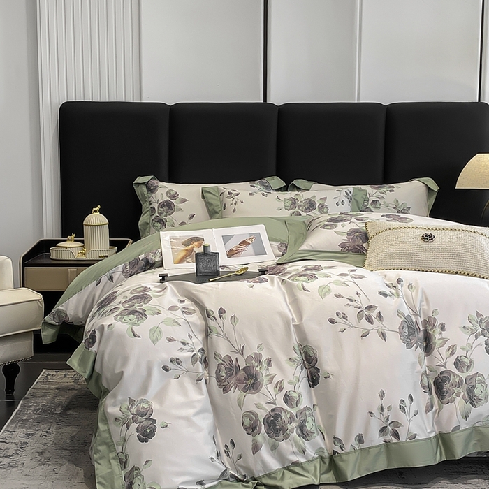 91家纺网 家纺一手货源 找家纺 娇逸家居 2025新款100支新疆长绒棉纯棉数码印花全棉四件套（专版花型） 依恋-绿