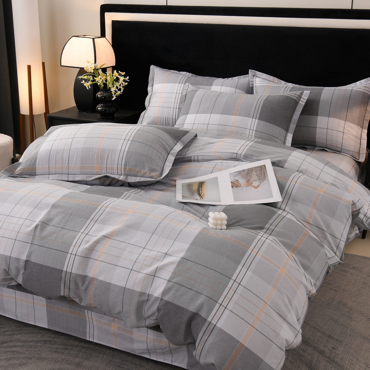 润淳家居 2025新款百分百全棉磨毛四件套 赛普斯 灰