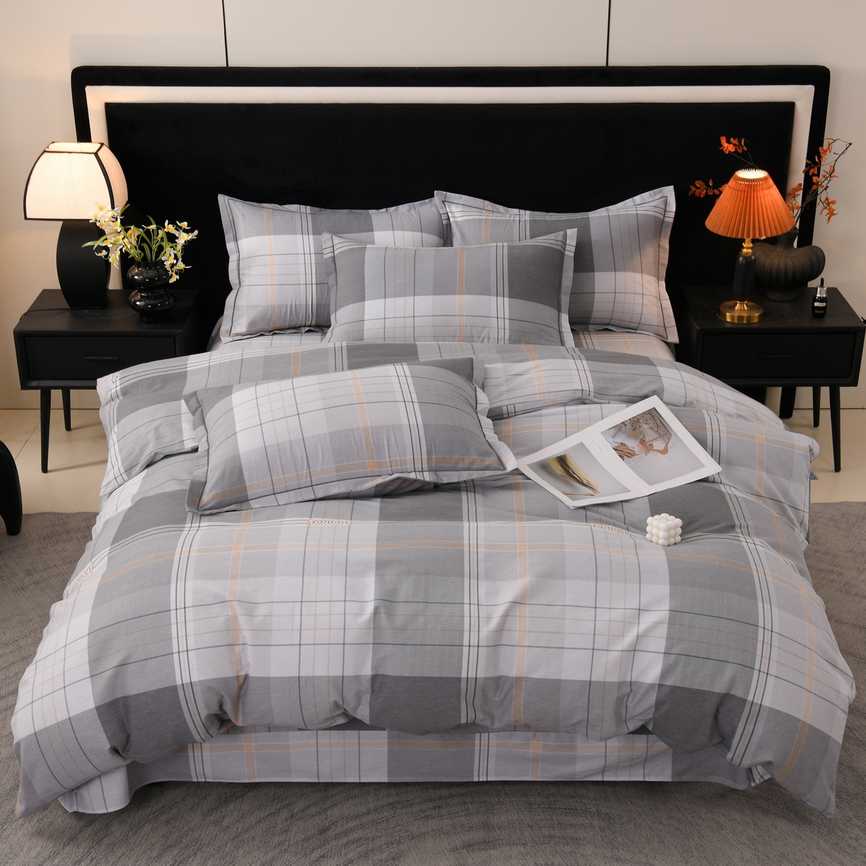 91家纺网 家纺一手货源 找家纺 润淳家居 2025新款百分百全棉磨毛四件套 赛普斯 灰