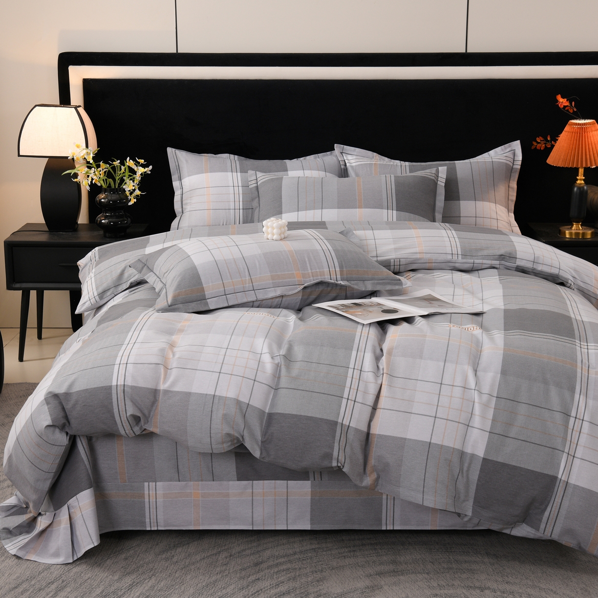 91家纺网 家纺一手货源 找家纺 润淳家居 2025新款百分百全棉磨毛四件套 赛普斯 灰