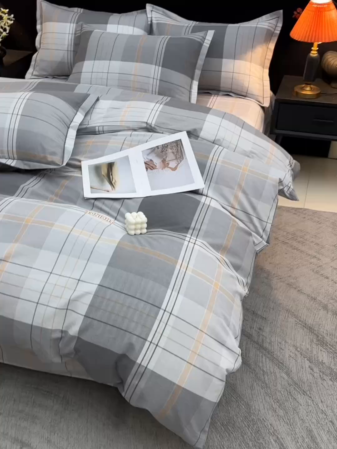 91家纺网 家纺一手货源 找家纺 润淳家居 2025新款百分百全棉磨毛四件套 赛普斯 灰