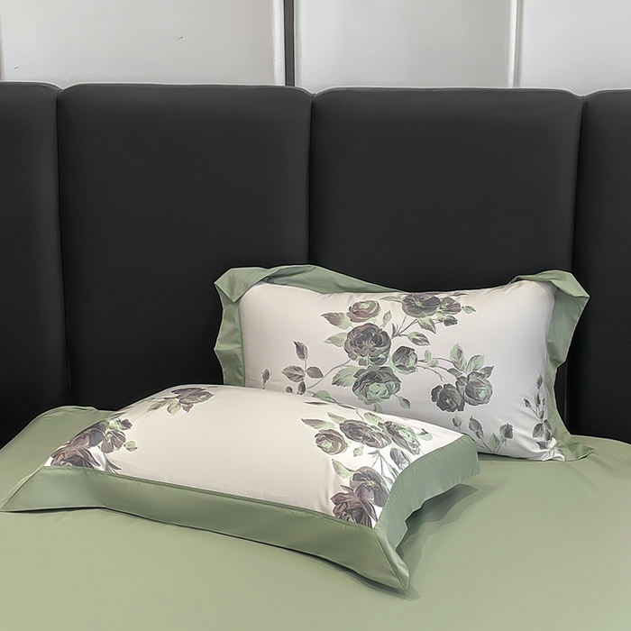 91家纺网 家纺一手货源 找家纺 娇逸家居 2025新款100支新疆长绒棉纯棉数码印花全棉四件套（专版花型） 依恋-绿